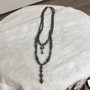 Western Silver and Turquoise Double Necklace